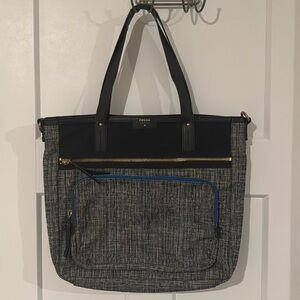 Fossil Tote Bag/Laptop Bag, Black/Grey